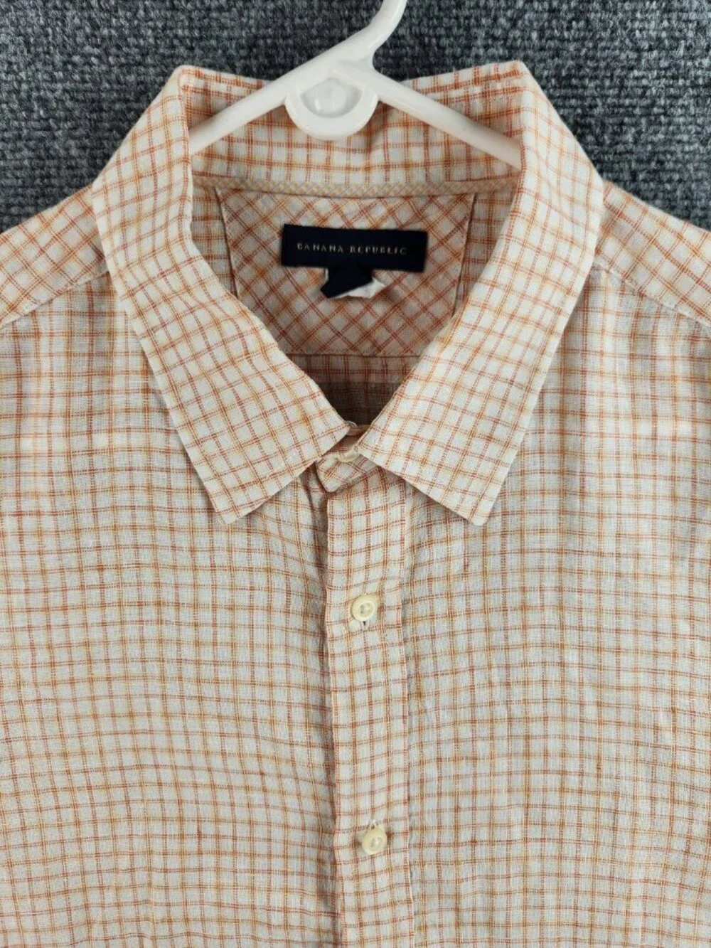 Banana Republic 17-17.5 XL Yellow Orange Plaid Long Sleeve Button Up Shirt Men